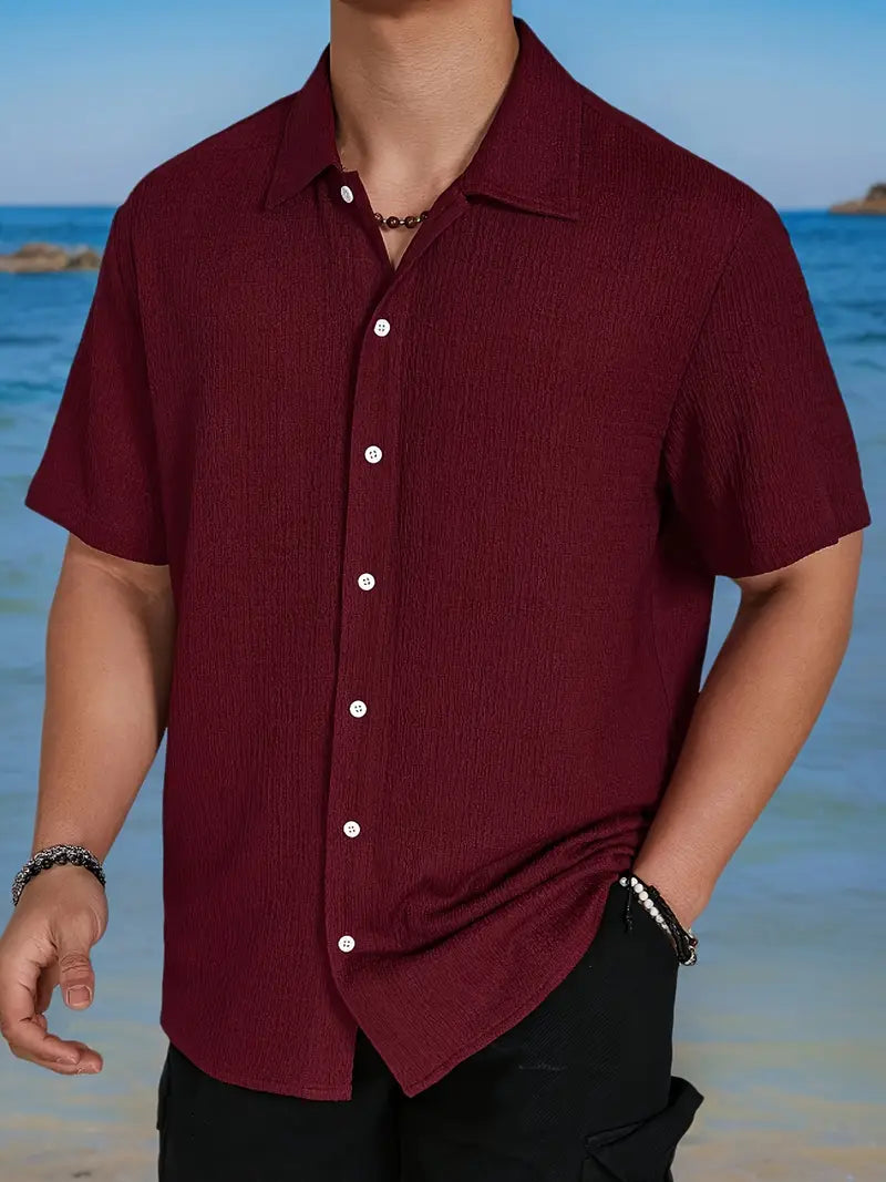 VERSATILE MEN'S LAPEL COLLAR CASUAL SHORT SLEEVE SHIRT