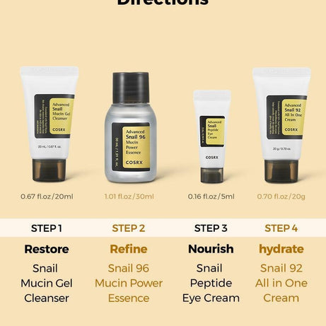 مجموعة أدوات تجربة الحلزون من COSRX، 4 قطع