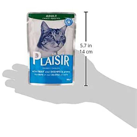 PLAISIR CHUNKS GRAVY CHUNKS TROUT & SHRIMPS POUCH FOR CATS 100G