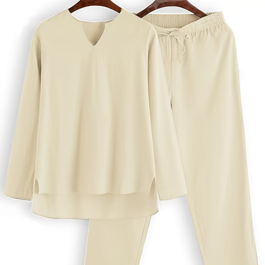 MEN'S OUTDOOR COOL 2 PIECE LONG SLEEVE HENLEY SHIRT & PANT SET