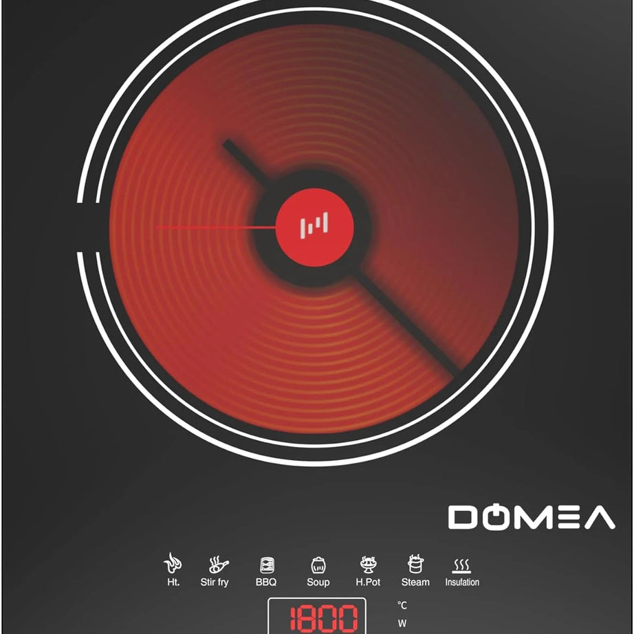 موقد DOMEA 7 وظائف مسبقة الضبط يعمل بالأشعة تحت الحمراء مع شعلة واحدة بقوة 2000 وات