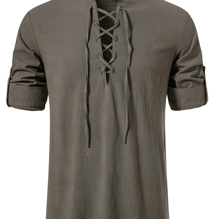 MEN'S HIPPIE COTTON STAND-UP COLLAR SHIRT