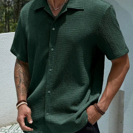 VERSATILE MEN'S LAPEL COLLAR CASUAL SHORT SLEEVE SHIRT