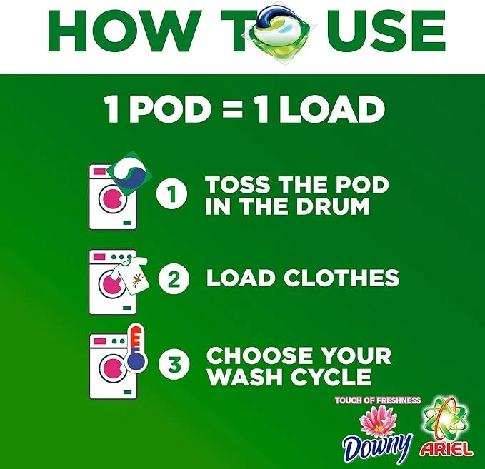 ARIEL DOWNY 3 IN 1 WASHING LIQUID PODS