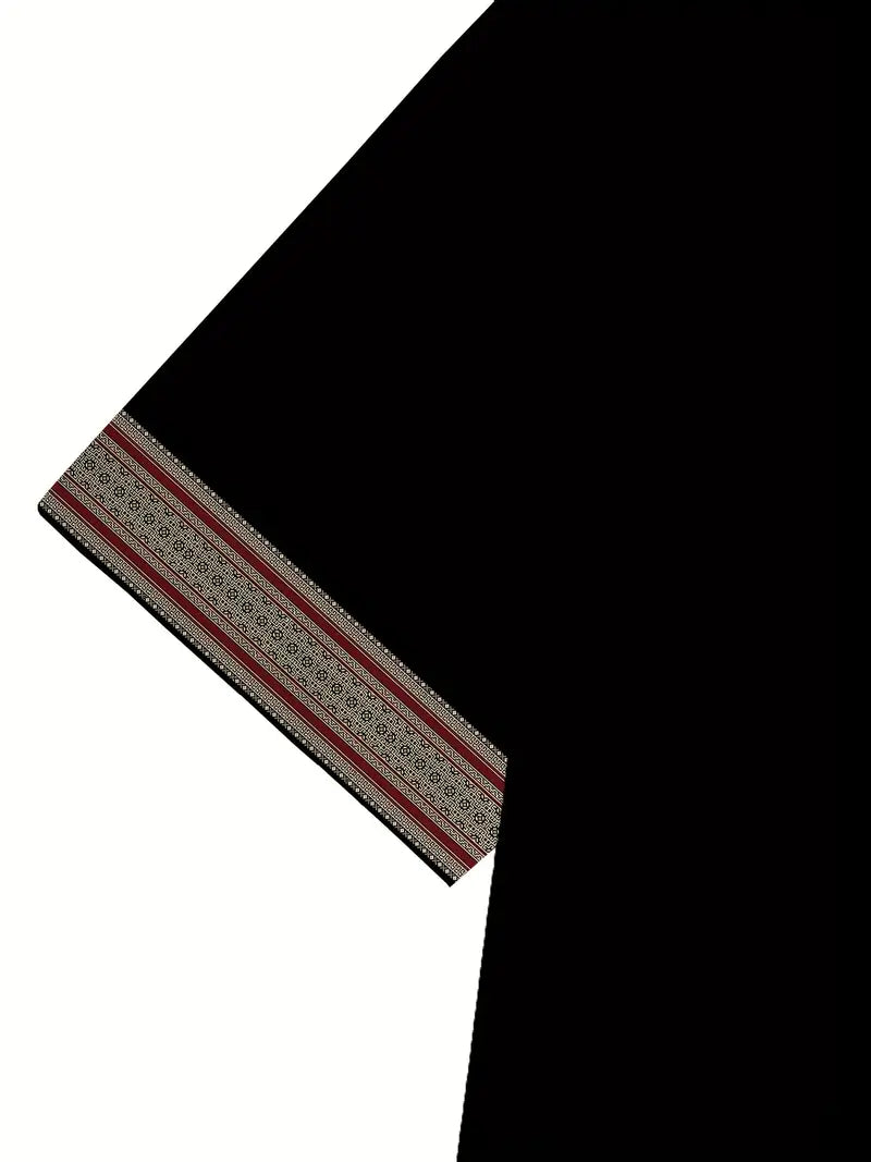 MEN'S STYLISH GEOMETRIC DESIGN POLYESER BLEND HALF SLEEVE T-SHIRT