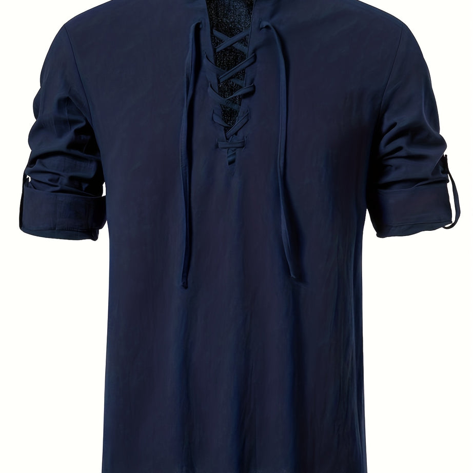 MEN'S HIPPIE COTTON STAND-UP COLLAR SHIRT