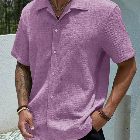 VERSATILE MEN'S LAPEL COLLAR CASUAL SHORT SLEEVE SHIRT