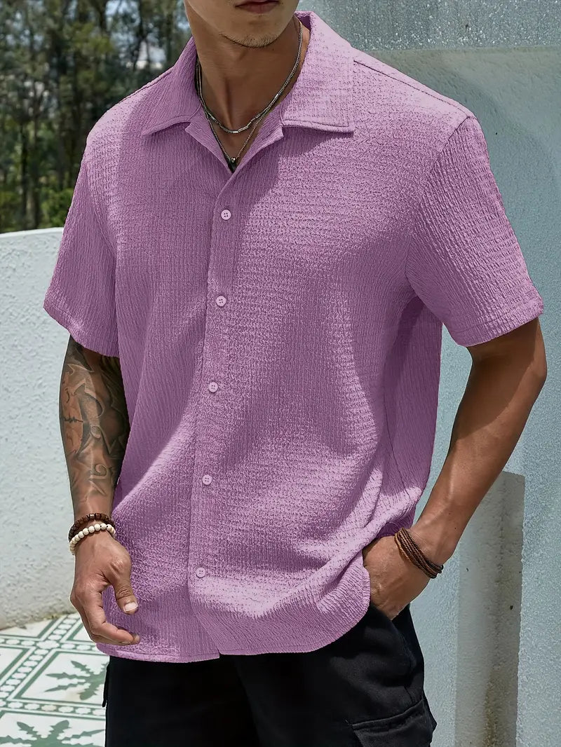 VERSATILE MEN'S LAPEL COLLAR CASUAL SHORT SLEEVE SHIRT