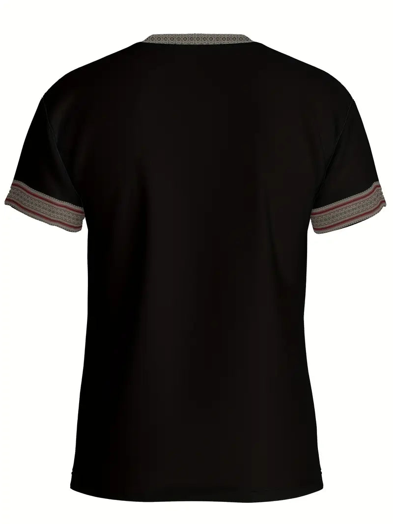 MEN'S STYLISH GEOMETRIC DESIGN POLYESER BLEND HALF SLEEVE T-SHIRT