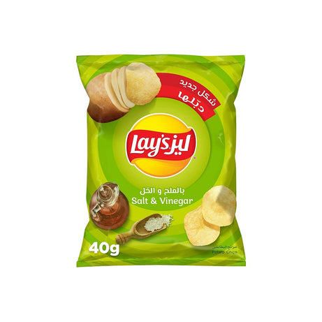 LAY'S NATURAL SALT & VINEGAR-FLAVOURED POTATO CHIPS 40GM