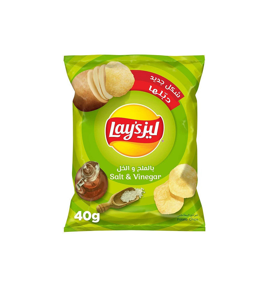 LAY'S NATURAL SALT & VINEGAR-FLAVOURED POTATO CHIPS 40GM
