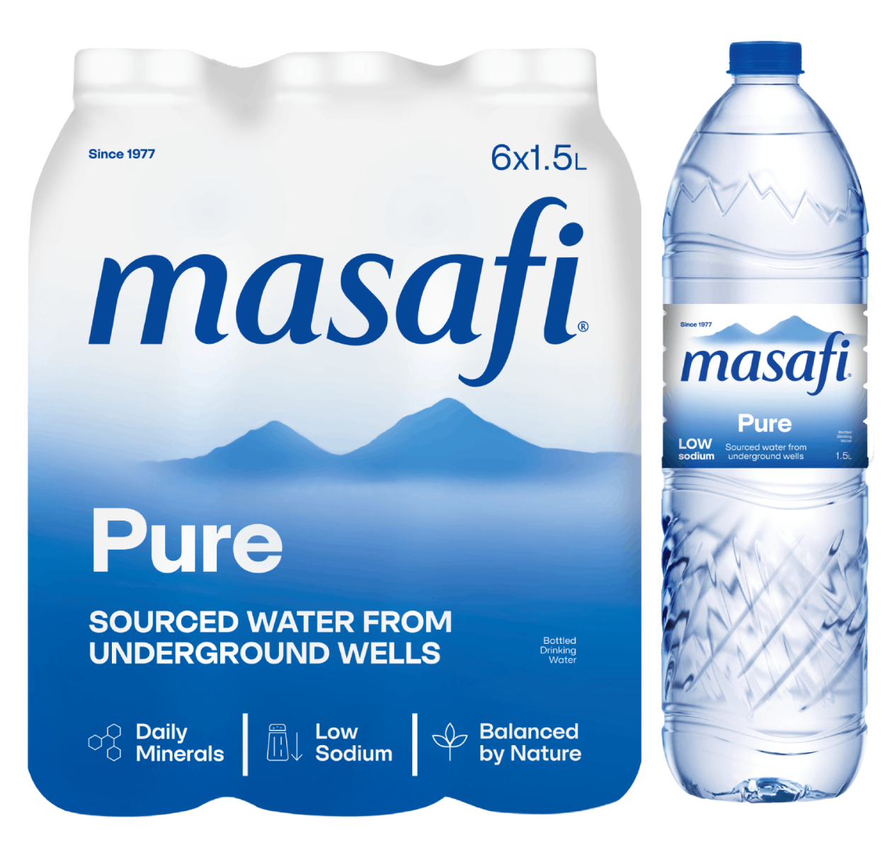 مياه مسافي النقية قليلة الصوديوم 1.5 لتر