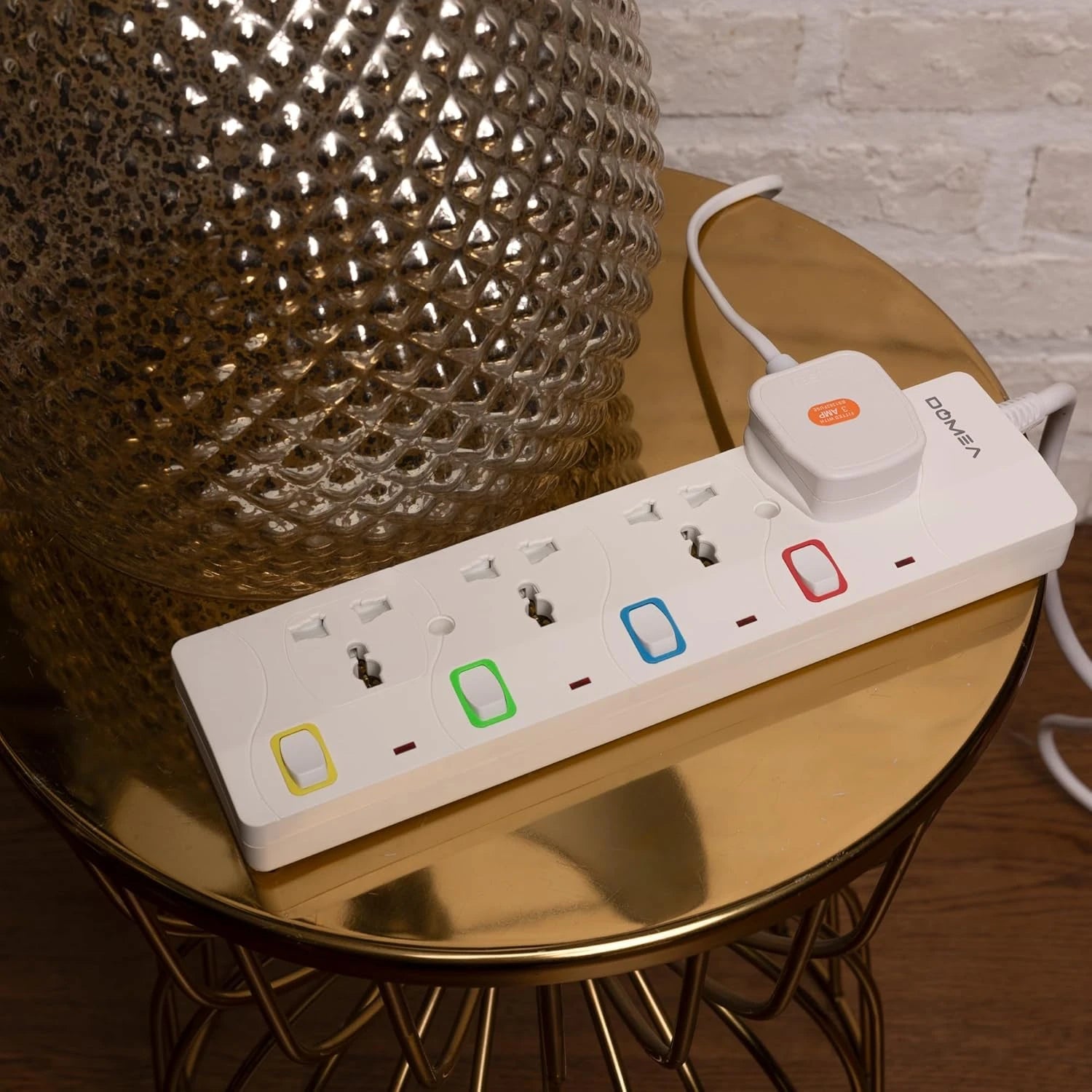 DOMEA UNIVRSAL UNIVERSAL SOCKETS WITH SAFETY FUSE COPPER CABLED MULTI PLUG EXTENSION 3M