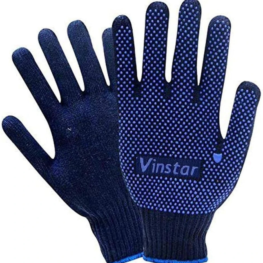 VINSTAR AUTOCARE HAND GLOVES DOTTED COTTON  FOR INDUSTRIAL AND INDOOR USE 12 PAIRS PACK