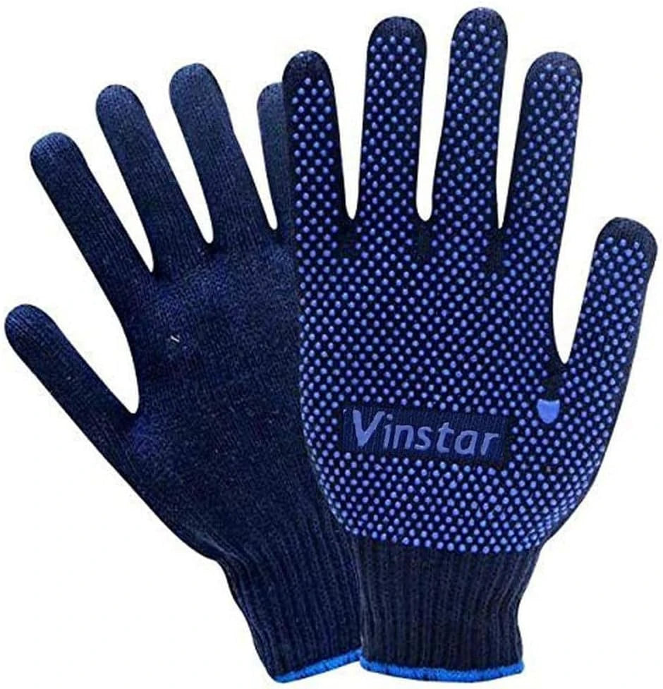 VINSTAR AUTOCARE HAND GLOVES DOTTED COTTON  FOR INDUSTRIAL AND INDOOR USE 12 PAIRS PACK