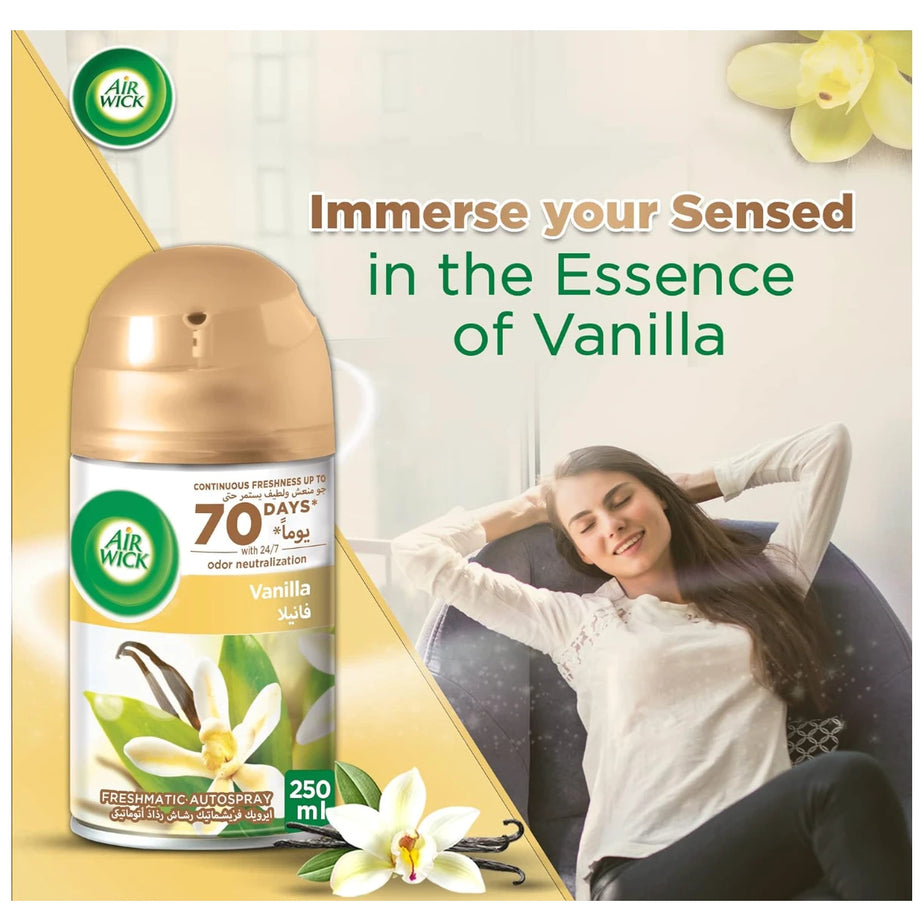 مجموعة بخاخ معطر جو اير ويك فريش ماتيك فانيليا 250 مل