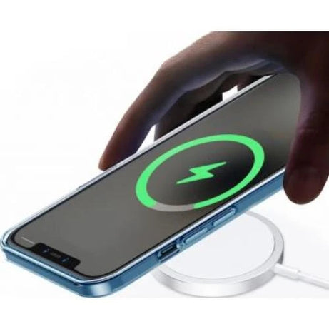 محول WIWU MAGSAFE اللاسلكي العالمي QI المغناطيسي الأبيض بقوة 15 وات