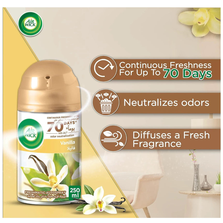 مجموعة بخاخ معطر جو اير ويك فريش ماتيك فانيليا 250 مل